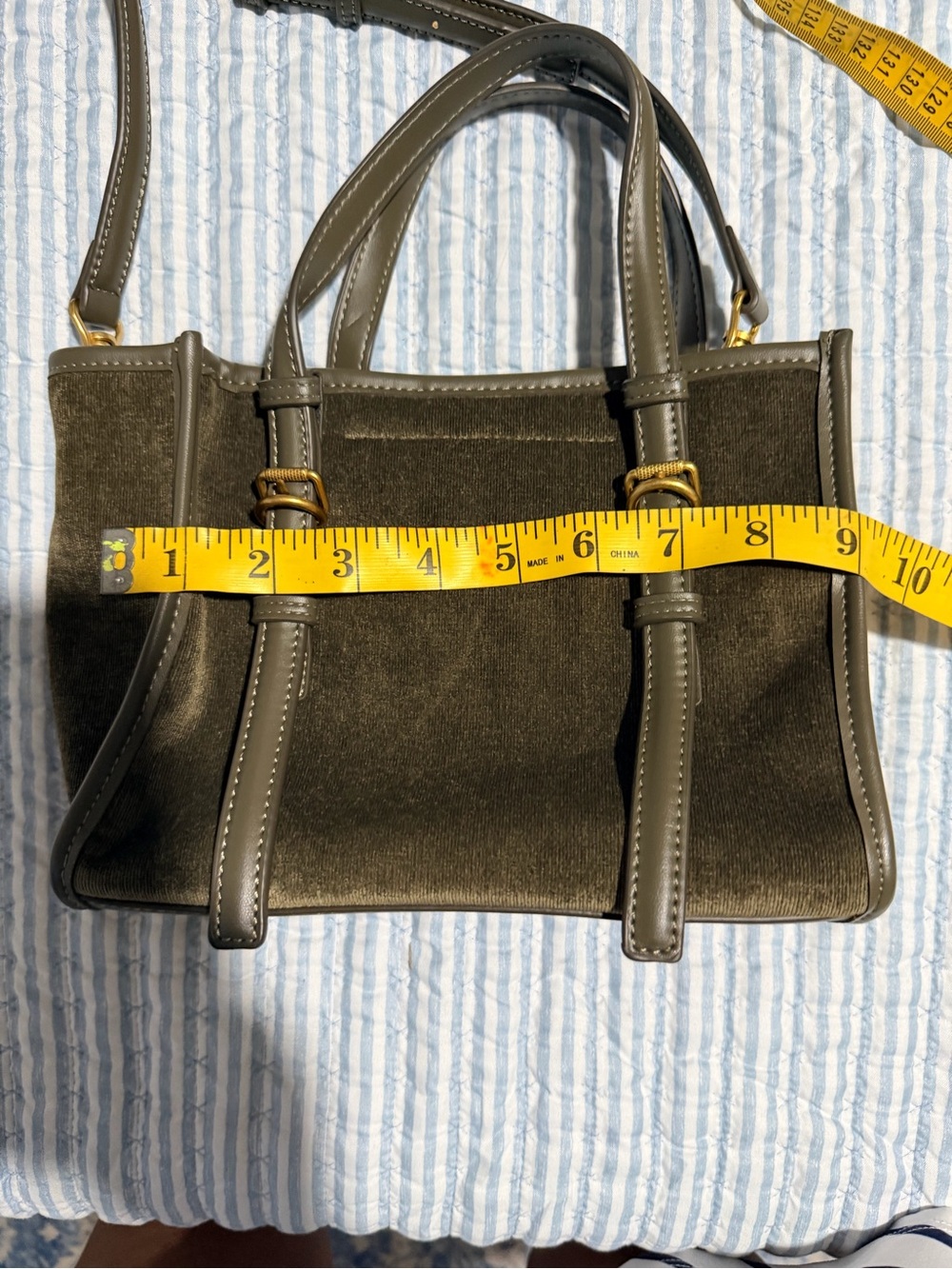 Zara Olive Green Satchel with Gold-Tone Hardware